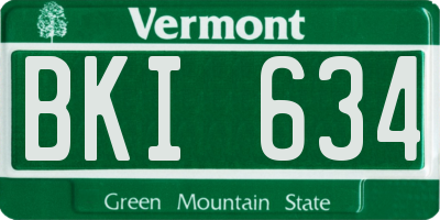 VT license plate BKI634