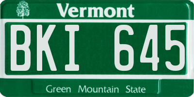 VT license plate BKI645