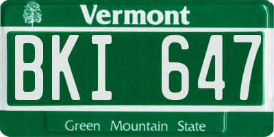 VT license plate BKI647