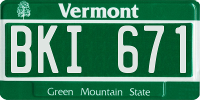 VT license plate BKI671