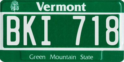 VT license plate BKI718