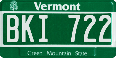VT license plate BKI722