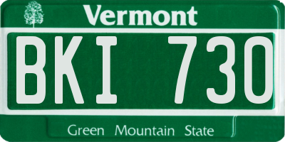 VT license plate BKI730
