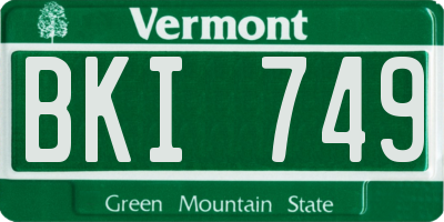 VT license plate BKI749