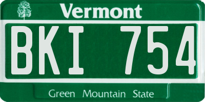 VT license plate BKI754