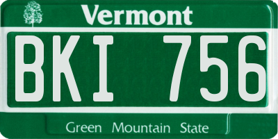 VT license plate BKI756
