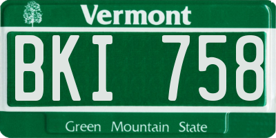 VT license plate BKI758