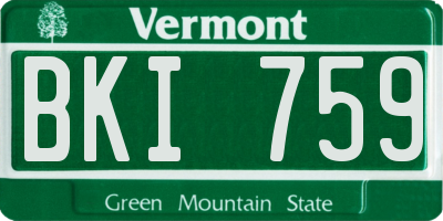 VT license plate BKI759