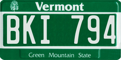 VT license plate BKI794
