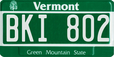 VT license plate BKI802
