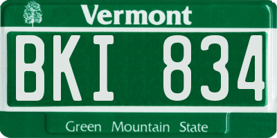 VT license plate BKI834