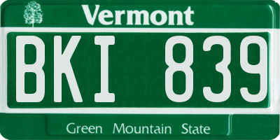 VT license plate BKI839