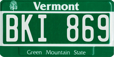 VT license plate BKI869