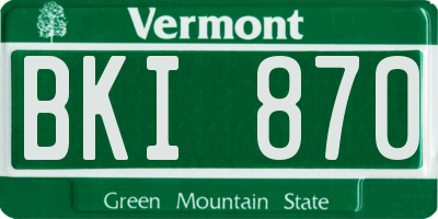 VT license plate BKI870