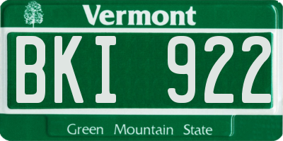 VT license plate BKI922