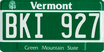 VT license plate BKI927