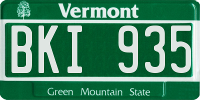 VT license plate BKI935