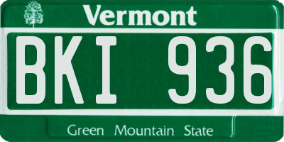 VT license plate BKI936