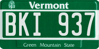 VT license plate BKI937