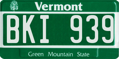 VT license plate BKI939