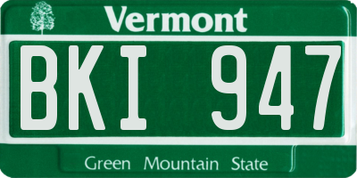 VT license plate BKI947