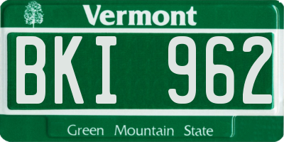 VT license plate BKI962