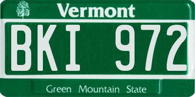 VT license plate BKI972