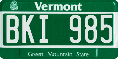 VT license plate BKI985