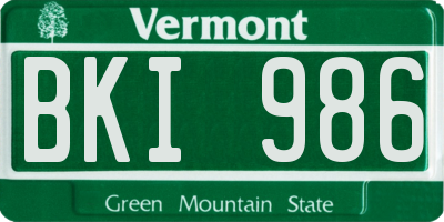 VT license plate BKI986