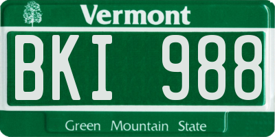 VT license plate BKI988