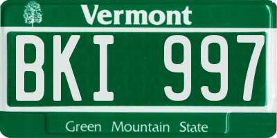 VT license plate BKI997