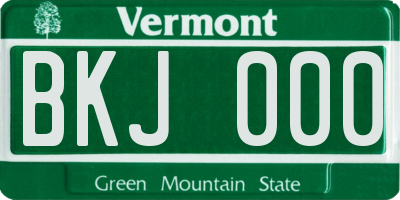 VT license plate BKJ000