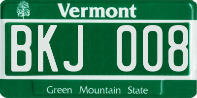 VT license plate BKJ008