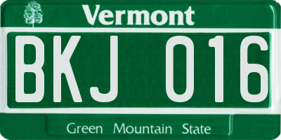 VT license plate BKJ016