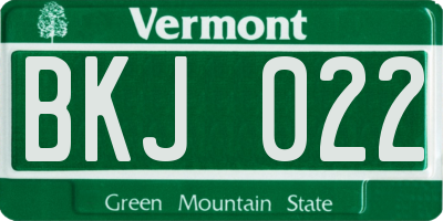 VT license plate BKJ022