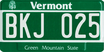 VT license plate BKJ025