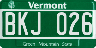 VT license plate BKJ026