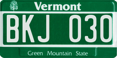 VT license plate BKJ030