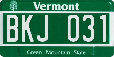 VT license plate BKJ031