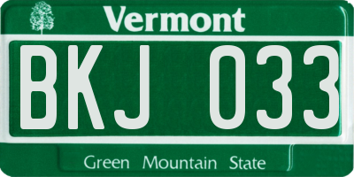 VT license plate BKJ033