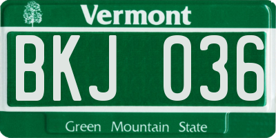 VT license plate BKJ036