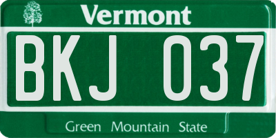 VT license plate BKJ037