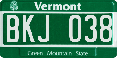 VT license plate BKJ038