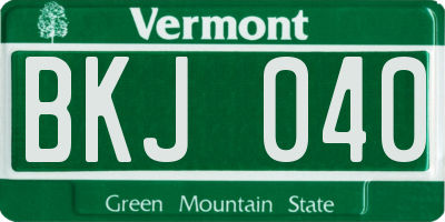 VT license plate BKJ040