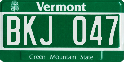 VT license plate BKJ047