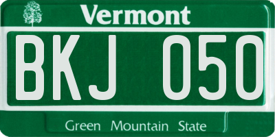VT license plate BKJ050