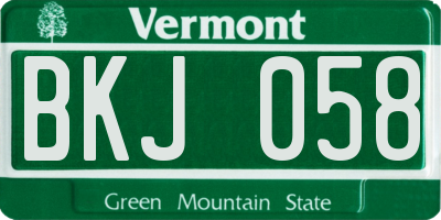 VT license plate BKJ058