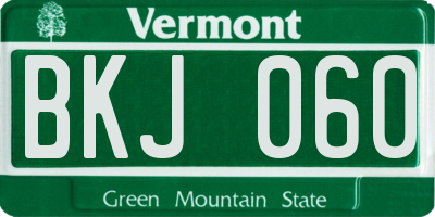 VT license plate BKJ060
