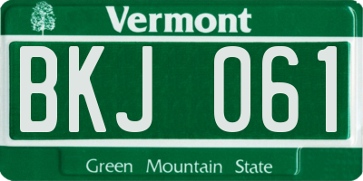 VT license plate BKJ061