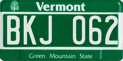 VT license plate BKJ062